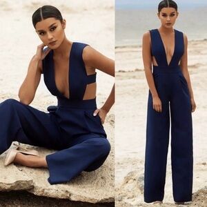 House of CB Lasalle Navy Cut Out Jumpsuit